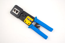 8×8 Built-In Cutting-Stripping Blade Blue Grip Handle Crimp Tool For RJ45 Feed Through 1.1LBS 078-2152/EZC