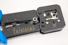 8×8 Built-In Cutting-Stripping Blade Blue Grip Handle Crimp Tool For RJ45 Feed Through 1.1LBS 078-2152/EZC