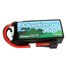 Gens Ace Adventure High Voltage 3600mAh 3S1P 11.4V 60C Lipo Battery With Deans And XT60 Adapter