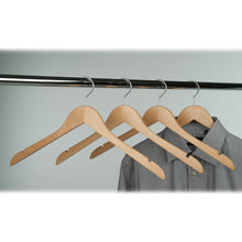 17" Wishbone Suit Hanger Chrome Hook & Wooden Lock Bar on Spring Econoco WH1731LBNC (Pack of 100)