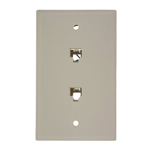 6P4C x 6P4C Standard Telephone Wall Jack Light Almond 40244-T