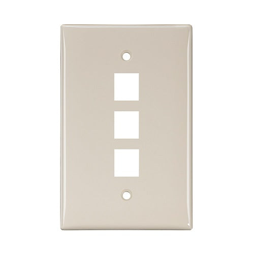 3-Port Midsize Single-Gang QUICKPORT Wallplate Light Almond 41091-3TN