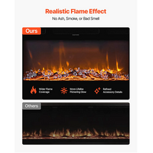 60 Inch Electric Fireplace, 1500W, Wall Mounted and Recessed, with Remote Control, Flat Style