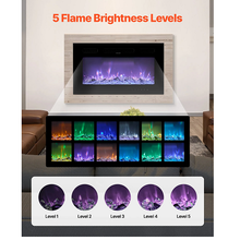 50-Inch Electric Fireplace, 1500W, Wall-Mounted/Recessed, Flat Style with Remote Control