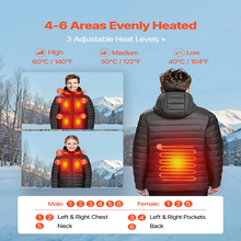 7.4V Battery Women’s Heated Jacket with Soft Shell Electric Heating Coat, 4 Heating Zones, 3 Heat Settings, Hiking, Outdoor Work, Size L, Black