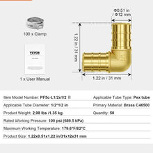 1/2" Brass Clamp-style Elbows for Heating System Pipe Fittings (50PCS)