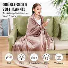 84" x 90" Queen Size Electric Blanket Double Sided Flannel Dual Control Heating Throw with 5 Heat Levels, 10-Hour Auto-Off Timer, Machine Washable