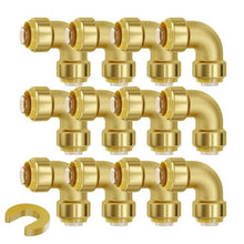 1/2" Brass Straight-Through Push-Fit for Air System Pipe Fittings (12PCS)