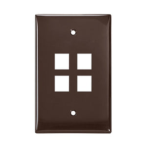 4-Port Midsize Single-Gang QUICKPORT Wallplate Brown 41091-4BN