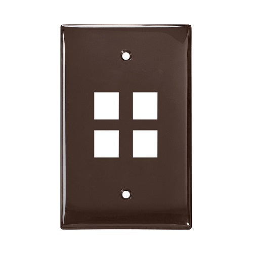 4-Port Midsize Single-Gang QUICKPORT Wallplate Brown 41091-4BN