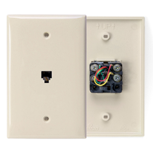 6P4C Midsize Telephone Wall Jack Ivory 40539-PMI