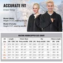 7.4V Battery-Powered Electric Heated Zip Up Sweatshirt for Men & Women, 5 Heating Zones, Lightweight Warm Outdoor Hoodie, Size XL, Black