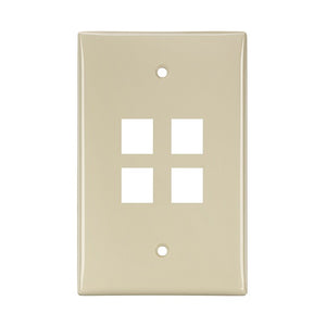 4-Port Midsize Single-Gang QUICKPORT Wallplate Ivory 41091-4IN