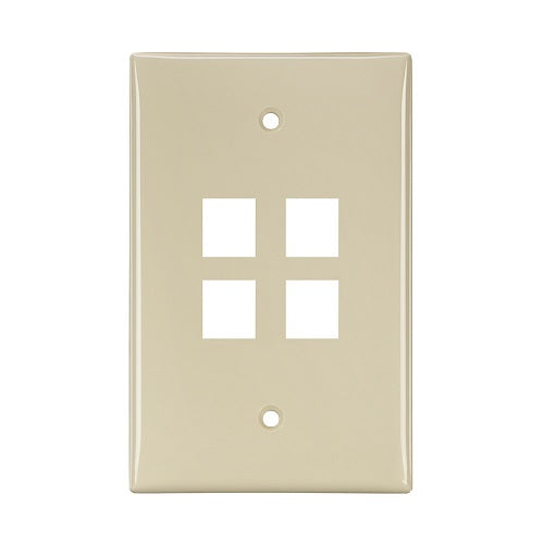 4-Port Midsize Single-Gang QUICKPORT Wallplate Ivory 41091-4IN