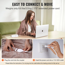 100" x 90" King Size Electric Blanket Double Sided Flannel Dual Control Heating Throw with 5 Heat Levels, 10-Hour Auto-Off Timer, Machine Washable