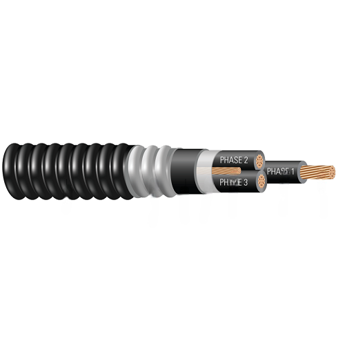 Type MC Armored Copper Cable XLPE Insulation PVC Jacket 600/1000V