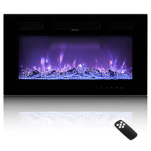 30-Inch Electric Fireplace, 1500W, Wall-Mounted/Recessed, Flat Style with Remote Control