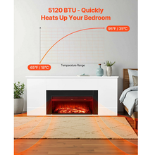 75-Inch 1500W Freestanding Electric Fireplace Stove Heater with Remote Control White