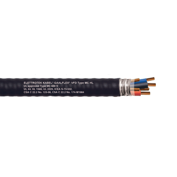 2/0-3 8/3 Stranded Bare Copper XLPE PVC Armour Gaalflex VFD 600V Type MC HL Cable