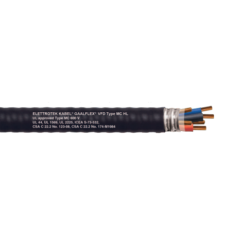 4/0-3 8/3 Stranded Bare Copper XLPE PVC Armour Gaalflex VFD 600V Type MC HL Cable