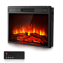23 Inch Electric Fireplace Insert, Wall Recessed Heater with Remote, 5000BTU, Black