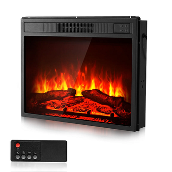 23 Inch Electric Fireplace Insert, Wall Recessed Heater with Remote, 5000BTU, Black