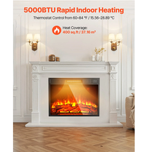 18 Inch Electric Fireplace Insert, Wall Recessed Heater with Remote, 5000BTU, Black