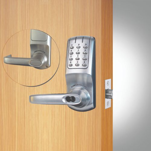 Brushed Steel Heavy Duty Back to Back Tubular Latch Bolt Electronic Doors for Small Format Interchangeable Core (keys not included)