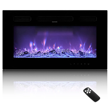 42-Inch Electric Fireplace, 1500W, Wall Mounted & Recessed, Flat Style, with Remote Control