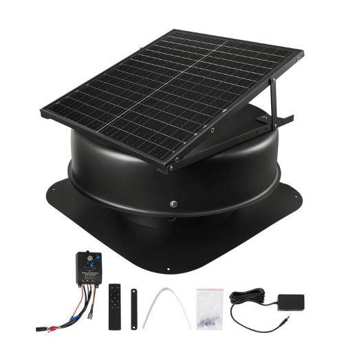 50W 3000 CFM High Airflow Solar Roof Attic Exhaust Fan with Smart Thermostat Remote Control