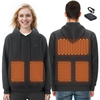 7.4V Battery-Powered Electric Heated Pullover Sweatshirt for Men & Women, 5 Heating Zones, Lightweight Warm Outdoor Hoodie, Size M, Black