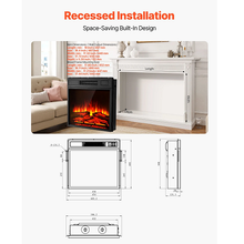 18 Inch Electric Fireplace Insert, Wall Recessed Heater with Remote, 5000BTU, Black
