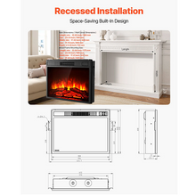 23 Inch Electric Fireplace Insert, Wall Recessed Heater with Remote, 5000BTU, Black