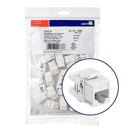 Cat 6 QUICKPORT Jack QUICKPACK White (Pack of 25) 61110-BW6