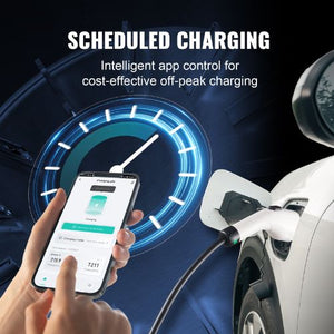 40A 240V NEMA 14-50 Plug Adjustable Current (40A/32A/24A/16A) 25FT Cable EV Charging Station for SAE J1772
