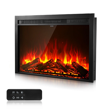 35 Inch Electric Fireplace Insert Wall-Mounted Recessed Heater 750W/1500W with Remote Control