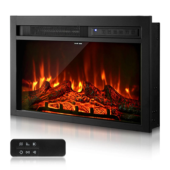 26 Inch Electric Fireplace Insert Wall-Mounted Recessed Heater 750W/1500W with Remote Control