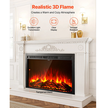 26 Inch Electric Fireplace Insert Wall-Mounted Recessed Heater 750W/1500W with Remote Control