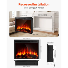 35 Inch Electric Fireplace Insert Wall-Mounted Recessed Heater 750W/1500W with Remote Control