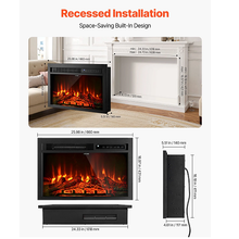 26 Inch Electric Fireplace Insert Wall-Mounted Recessed Heater 750W/1500W with Remote Control