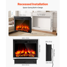 28.5 Inch Electric Fireplace Insert Wall-Mounted Recessed Heater 750W/1500W with Remote Control