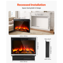 40 Inch Electric Fireplace Insert Wall-Mounted Recessed Heater 750W/1500W with Remote Control
