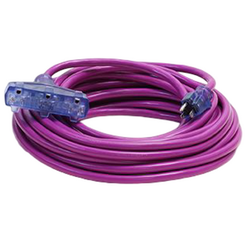100FT 12/3 SJTW Cold Weather Triple Tap Extension Cord With CGM Purple
