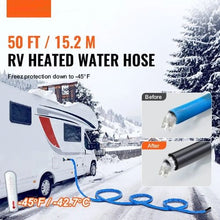 50FT Heated RV Water Hose-Antifreeze Protection to -45°F, Drinking Water Safe