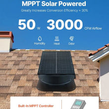 50W 3000 CFM High Airflow Solar Roof Attic Exhaust Fan with Smart Thermostat Remote Control
