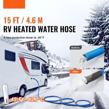 15FT Heated RV Water Hose-Self-Regulating, Antifreeze Protection to -45°F, BPA & Lead-Free, 5/8" I.D. with 3/4" GHT Adapter