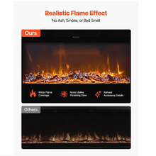 60-Inch Electric Fireplace, 1500W, Three-Sided Glass, Wall-Mounted/Recessed