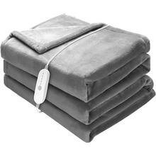 72" x 84" Electric Heated Blanket Double Sided Flannel Throw with 5 Heating Levels, 10-Hour Auto-Off Timer, Machine Washable, ETL/FCC Certified, Grey