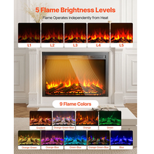 28.5 Inch Electric Fireplace Insert Wall-Mounted Recessed Heater 750W/1500W with Remote Control