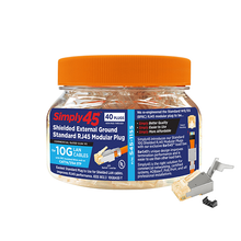 Standard 10G (Cat7a/7/6a) Shielded External Ground With Bar45 RJ45 Modular Plugs Orange Tint S45-1155 (50pcs/2Jar)